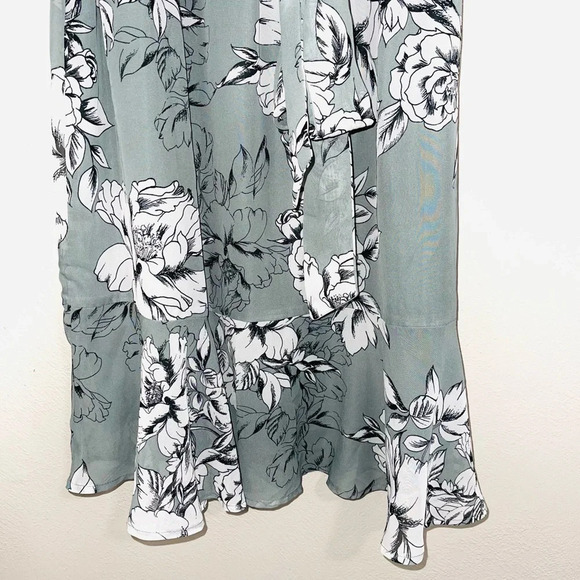 Maurices NWOT Light Green & White Floral Print Belted Midi Dress Medium Women’s - Picture 6 of 13